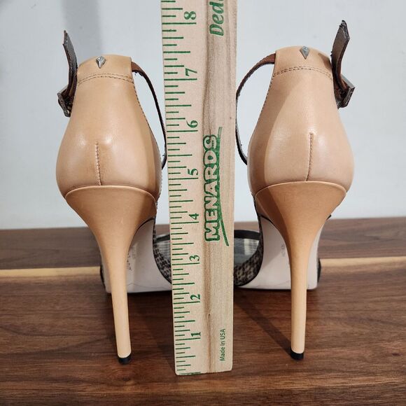 Sam Edelman Eleanor Heel Women 8.5 Ankle Strap Snakeskin Tan Leather Buckle Shoe - Picture 7 of 11